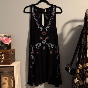 Intimately Free People Adelaide Embroidered Black Slip Dress